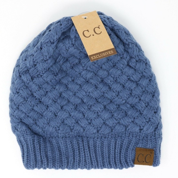 CC Beanie Basket Weave Ribbed Knit Hat Cap - Picture 3 of 3
